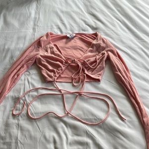 Princess Polly Pink Long sleeve cropped top